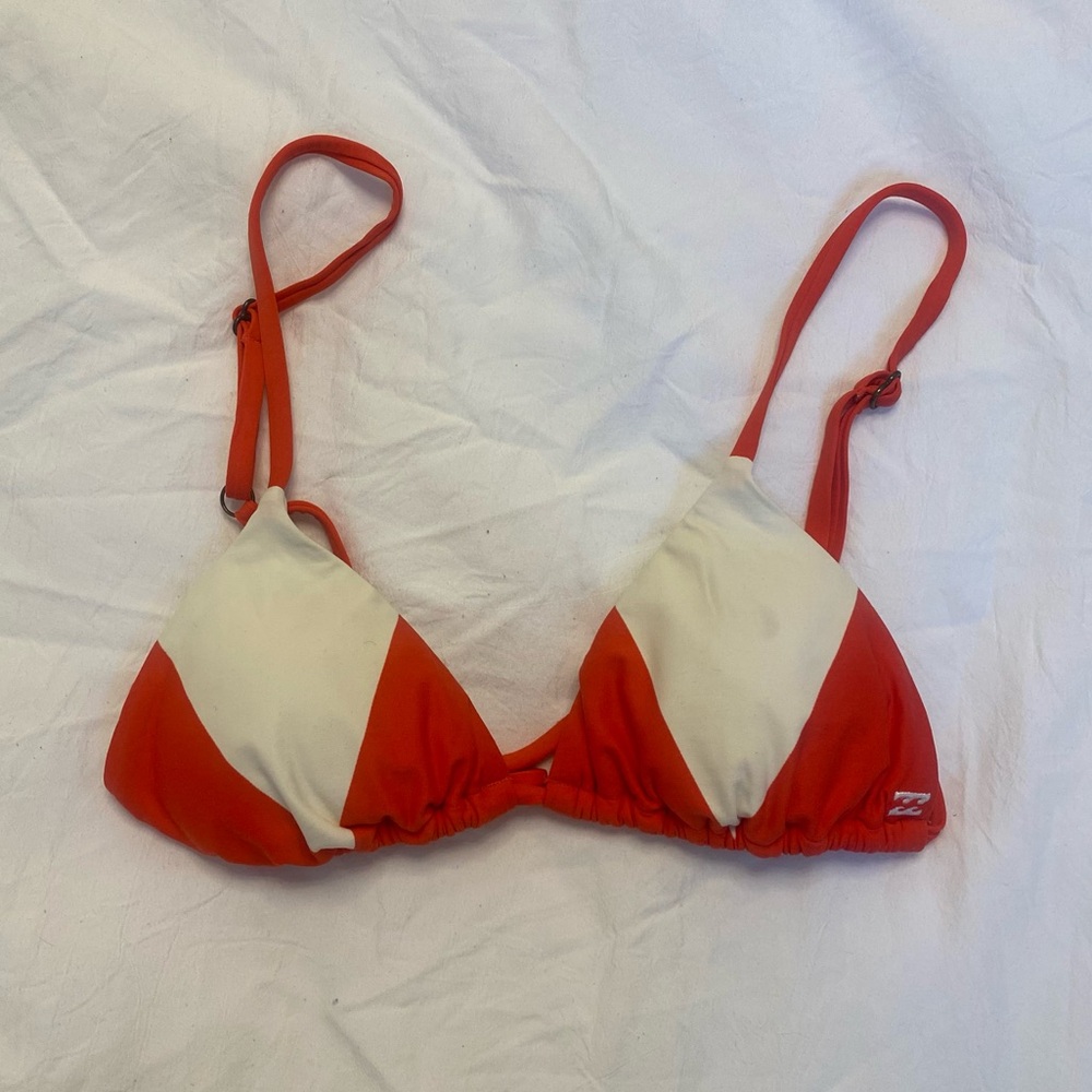 Billabong Red and White Bikini Top